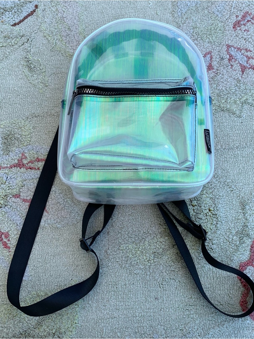Fydelity Clear Iridescent "Lux Bubble" Mini Backpack Lime/Green